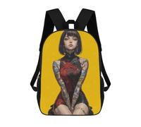 sinyumoney Tattooed Woman in Cheongsam Dress Backpacks Kids Student Schoolbag,3D Printed Backpacks,Elementary And Middle School Students Backpacks for Boys Girls 17inch