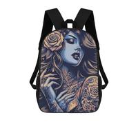 sinyumoney Tattooed Woman with Roses Backpacks Kids School Backpack School Bag 3D Printed School Bag for Boys Elementary And Middle School Students 17inch
