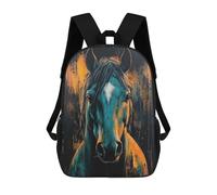 sinyumoney Teal Horse Portrait Backpack School Bag Water Resistant Travel Backpack Computer Bag for Teenage Girls Boys Women Men 17inch