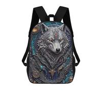 sinyumoney Techno Wolf Steampunk 3D Printed 17 Inch School Backpack Casual Children's Backpacks 3D Printed for Boys Elementary And Middle