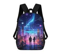 sinyumoney Technology City Night Kids Backpack Girls 3D School Bags Children's 17 Inch Rucksack Toddler Schoolbag,Casual Daypacks Fashion Bookbag Bag