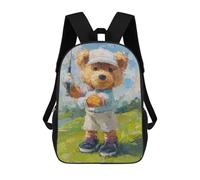 sinyumoney Teddy Bear Fishing Painting Rucksack Water Resistant Travel Backpack Computer Bag for Campus Outdoor Travel Sports 17inch
