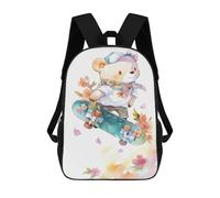 sinyumoney Teddy Bear Skateboard Art Print-2 Backpack School Bag Lightweight Casual Daypack School Backpacks for School/Work/Travel 17inch