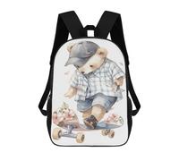 sinyumoney Teddy Bear Skateboard Toy Backpack School Bag Rucksack Casual Daypacks School Work Travel Bag for Teenage Girls Boys Women Men 17inch