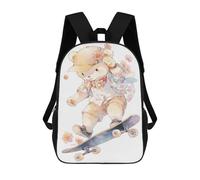 sinyumoney Teddy Bear Skateboarding Art Print Backpack School Bag Business Durable Laptop Bag for Campus Outdoor Travel Sports 17inch