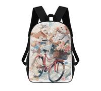 sinyumoney Teddy Bears on Bicycle with Flowers Backpack School Computer Rucksack for School/Work/Travel- Perfect for Travel, Work And Daily Use 17inch