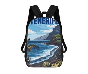 sinyumoney Tenerife Island Spain Kids School Backpack School Bag 3D Printed School Bag for Boys Elementary And Middle School Students 17inch