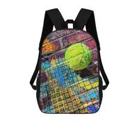 sinyumoney Tennis Art B And R 8 3D Printed Children's School Backpack for Kids High Capacity Travel Rucksacks Book Bags Kids School Bag Back Pack 17inch