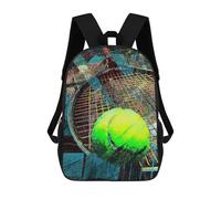 sinyumoney Tennis Art Print Work 19 Backpacks Kids School Backpack School Bag 3D Printed Fashion School Bags for Boys Elementary And Middle School Students 17inch