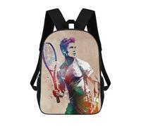 sinyumoney Tennis Player Sport Art Backpack School Lightweight Schoolbag Dayback Bookbag College for Men/Women 17inch