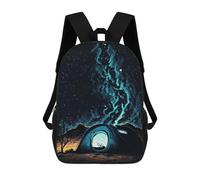 sinyumoney Tent Camping Night Time Children's Backpacks School Backpack 3D Printed for Kids Travel Rucksacks Book Bags Kids 17inch School Bag