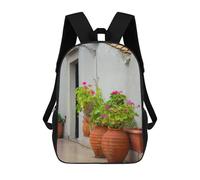 sinyumoney Terracotta Pots with Flowers Children's Backpacks School Backpack 3D Printed Backpack for Kids Travel Rucksacks Book Bags Kids School Bag 17inch