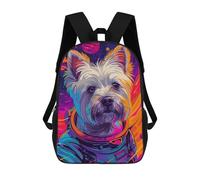 sinyumoney Terrier Astronaut Space Backpacks Kids School Backpack Fashion School Bag 3D Printed School Bag for Boys Elementary And Middle School Students 17inch