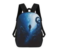 sinyumoney Thalassophobia Underwater Diver And Tentacles Painting Children's Backpacks School 3D Printed Bag Bookbag for Kids Travel Rucksacks Boy Girl Book Bags Kids School Bag 17inch