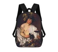 sinyumoney The Adolescent Bacchus Rucksacks 3D Printed Children 17inch Backpacks Fashion Casual Daypack Travel Bags Outdoor Casual Daypack for Boy And Girl