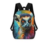 sinyumoney The Agile Lemur Monkey Rucksacks 3D Printed Children Backpacks Fashion Casual Daypack Cute Travel Bags Outdoor Casual Daypack for Boy And Girl 17inch