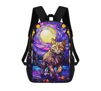 sinyumoney The Anggora Cat Moon Stain Kids Backpack Fashion Fun Backpack Book Bag for Boys And Teenager 3D Printed School Bags for Boys 17inch
