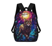 sinyumoney The Anggora Cat Wild Night Children's Backpack, 3D Printed School Backpack, Backpack for Boys Girls, Adjustable School Bag for Primary School 17inch