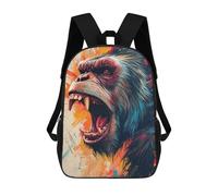 sinyumoney The Angry Gorilla Backpacks 3D Printed Kids School Backpack Outdoor Casual Daypack Fashion Casual Children Backpacks Cute Travel Bags 17inch