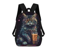 sinyumoney The Asheera Cat Coffee Backpacks Kids School Backpack Fashion School Bag 3D Printed School Bag for Boys Elementary And Middle School Students 17inch