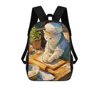 sinyumoney The Baker Cat Children's School Backpack 3D Printed for Kids Travel Rucksacks Book Bags Kids School Bag 17inch