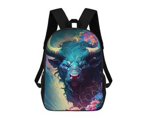 sinyumoney The BLUE ANGRY BULL 3D Printed School Backpack Casual Children's Backpacks 3D Printed School Bag for Boys Elementary And Middle 17inch