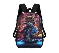 sinyumoney The Cat DJ 3D Printed School Backpack Casual Children's Backpacks 3D Printed School Bag for Boys Elementary And Middle 17inch
