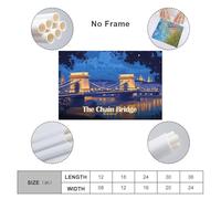 sinyumoney The Chain Bridge Budapest Illustration Art Work for Home Walls for Rustic Bath Decor Canvas Art 24x36inch(60x90cm)