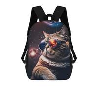 sinyumoney The Cosmic Cat Mander Kids' Book Bag 3D Printing School Bag Boys And Girls Cool Knapsack Casual Back Bag for School Students 17inch