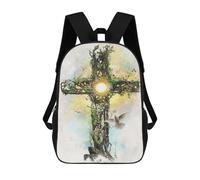 sinyumoney The Cross 3D Printed 17 Inch School Backpack Children's Backpacks 3D Printed Cool Knapsack for Boys Elementary And Middle