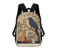 sinyumoney The Crow And The Fox Animal Fables 3D Printed Children's 17 Inch Backpacks 3D Printed Casual School Bag for Boys Elementary And Middle