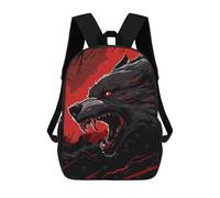 sinyumoney The Death Wolf 3D Printed Children's School Backpack for Kids High Capacity Travel Rucksacks Book Bags Kids School Bag Back Pack 17inch