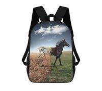 sinyumoney The Double Sided Horse Backpacks 3D Printed Kids School Backpack School Bag Fashion Rucksacks for Boys Elementary And Middle School Students 17inch