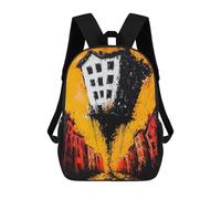 sinyumoney The Floating Abyss - Expressionist Surreal Cityscape Backpacks Kids School Backpack School Bag 3D Printed School Bag for Boys Elementary And Middle School Students 17inch