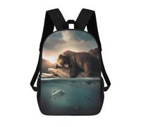 sinyumoney The Floating Bear Children's School Backpack 3D Printed for Kids Travel Rucksacks Book Bags for Boys Elementary School Students 17inch