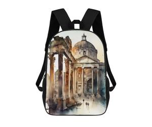 sinyumoney The Forum Rome Watercolor Children's Backpacks School Backpack 3D Printed for Kids Travel Rucksacks Book Bags Kids 17inch School Bag