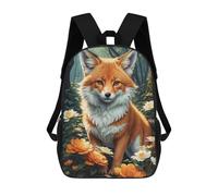 sinyumoney The Fox And The Flowers Backpacks Kids 17inch School Backpack School Bag 3D Printed School Bag for Boys Elementary And Middle School Students