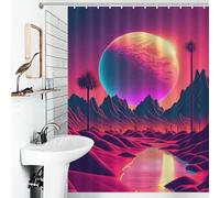 sinyumoney The Future That Never Was Shower Curtains Mould Proof with Hooks Waterproof Fabric Modern Polyester Water Repellent for Bathtub Shower Stall 53.54x70.87Inch（136x180cm）