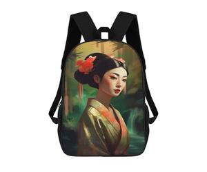 sinyumoney The Geishas Charm Backpacks Kids School Backpack School Bag 3D Printed School Bag for Boys Elementary And Middle School Students 17inch