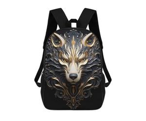 sinyumoney The Golden Regal Wolf Backpack School Business Laptop Rucksack Bag Unisex Casual Daypack for Girls Boys Teenage 17inch
