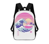 sinyumoney The Great Vaporwave Children's Backpack, 3D Printed School Backpack, Backpack for Boys Girls, Adjustable School Bag for Primary School 17inch
