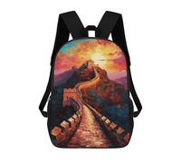 sinyumoney The Great Wall of China 3D Printed Children's School Backpack for Kids High Capacity Travel Rucksacks Book Bags Kids School Bag Back Pack 17inch
