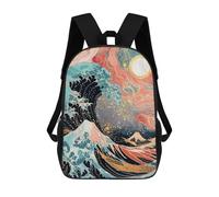 sinyumoney The Great Wave at Sunset Backpacks Kids Student Schoolbag,3D Printed Backpacks,Elementary And Middle School Students Backpacks for Boys Girls 17inch