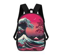 sinyumoney The Great Wave Children's Backpacks School Backpack 3D Printed Backpack for Kids Travel Rucksacks Book Bags Kids School Bag 17inch