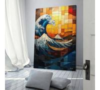 sinyumoney The Great Wave Stained Glass Mosaic Artwork Canvas Prints Wall Art for Boys Room Girls Room Picture Canvas 20x30inch(50x75cm)