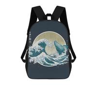 sinyumoney The Great Whale Backpacks Kids School Backpack School Bag 3D Printed School Bag for Boys Elementary And Middle School Students 17inch