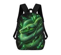 sinyumoney The Green Snake Rucksack Water Resistant Travel Backpack Computer Bag for Men, Women & Teenage Boys 17inch