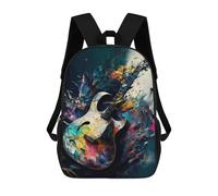 sinyumoney The Guitar Backpack Kids School Backpack School Bag 3D Printed Fashion School Bag for Boys Elementary And Middle School Student 17inch