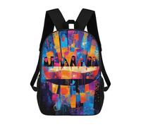 sinyumoney The Last Supper Reinterpreted - Abstract Geometric Expressionism Kids Backpack Girls 3D School Bags, Children's Rucksack Toddler Schoolbag,Casual Daypacks Fashion Bookbag Bag 17inch