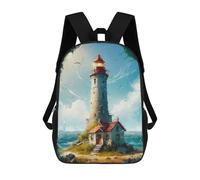 sinyumoney The Lighthouse Backpacks Kids 17inch School Backpack School Bag 3D Printed School Bag for Boys Elementary And Middle School Students